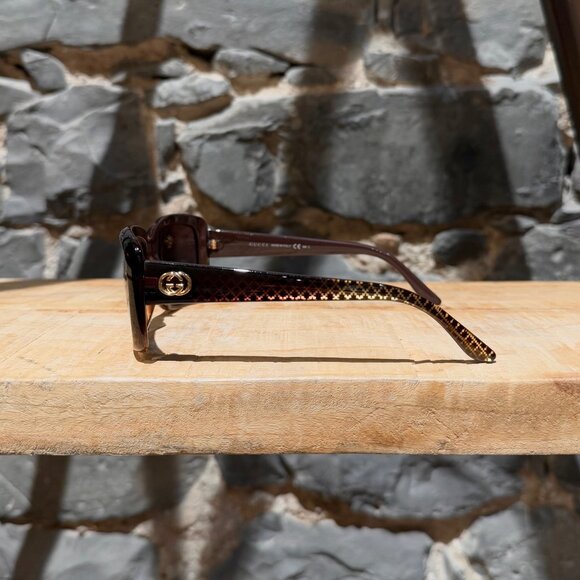 Gucci GG3575 Brown Gradient Diamantissima Rectangular Sunglasses - Picture 3 of 10